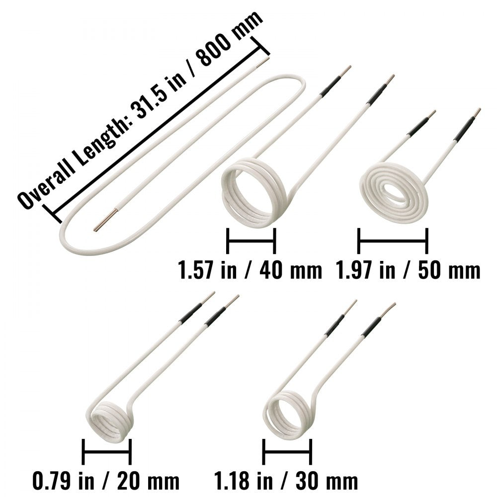 VEVOR Induction Heater Coil Kit 8PCS Most Used Induction Heater Coils with Varying Lengths, Heat Resistant Induction Heater Tool with Flexibility and Long Lifespan For Removing Rusty Bolts and Nuts