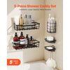 VEVOR Shower Caddy, 5 Pack Adhesive Bathroom Shower Storage Organization Shelves Rack Set, 40 lbs Large Weight Capacity, with Soap and Toothbrush Holder, No Drilling for Bathroom, Kitchen, RV/Camper