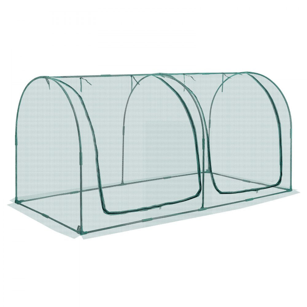 VEVOR Crop Cage, 8.1 x 3.9 x 3.9 ft Plant Protection Tent with Zippered Door, Wind-Resistant Tall Crop Cage, Easy to Install, Outdoor Raised Bed Cover with Frame, Plant Netting for Garden Patio Lawn