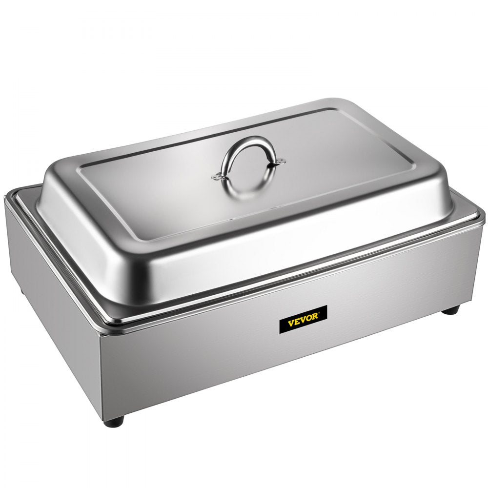 VEVOR Commercial Food Warmer, Full-Size 1 Pot Steam Table with Lid, 9.5 Quart Electric Soup Warmers, Grade Stainless Steel Bain Marie Buffet Equipment, Fits 21 x 13.2 Pan, 400W, for Restaurant, Sliver