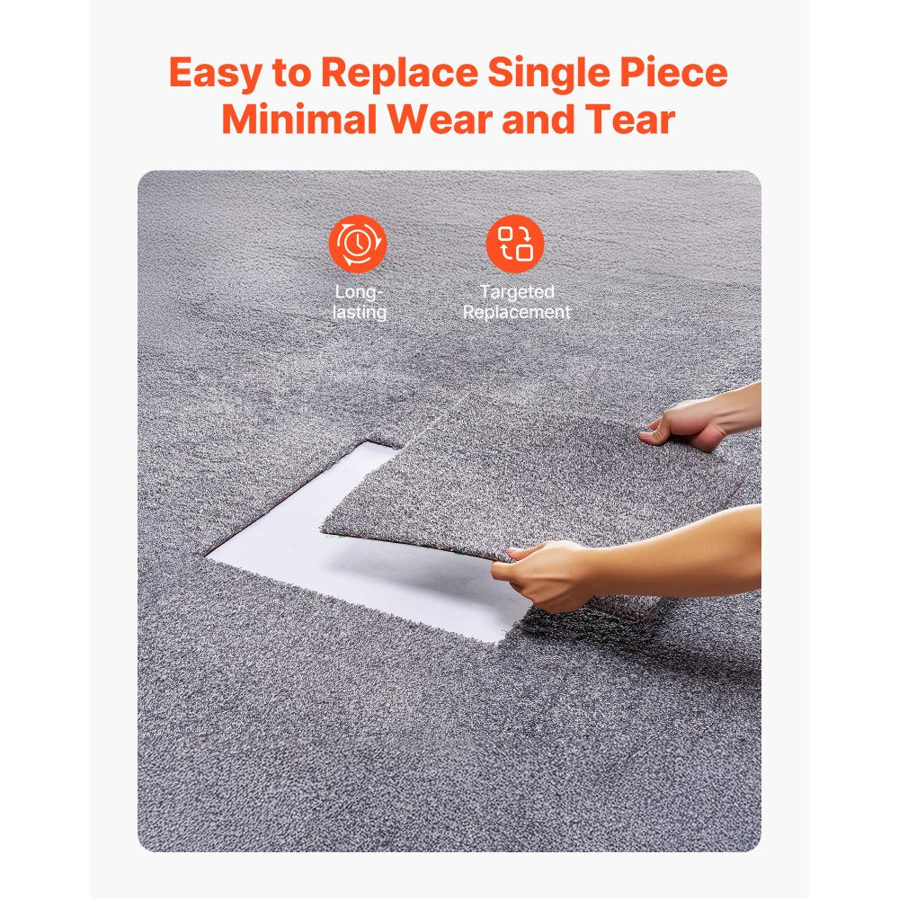 VEVOR Carpet Tiles 18x18 inch, 10 Pack Carpet Square Rug Detachable & Damage-free, Self Adhesive Home Floor Soft Plush Padded for 22.5sq.ft Coverage, Easy DIY for Living Room & Bedroom, Gray