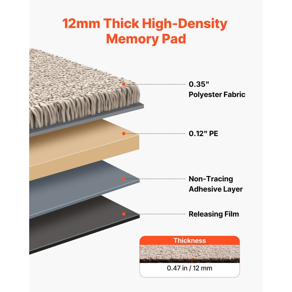 VEVOR Carpet Tiles 18x18 inch, 10 Pack Carpet Square Rug Detachable & Damage-free, Self Adhesive Home Floor Soft Plush Padded for 22.5sq.ft Coverage, Easy DIY for Living Room & Bedroom, Light Brown