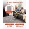VEVOR Carpet Tiles 18x18 inch, 10 Pack Carpet Square Rug Detachable & Damage-free, Self Adhesive Home Floor Soft Plush Padded for 22.5sq.ft Coverage, Easy DIY for Living Room & Bedroom, Dark Brown