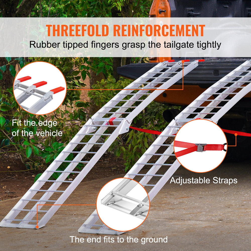 VEVOR Aluminum Ramps, 1500 lbs Folding Loading Ramps for Pickup Trucks Bed, Trailers Ramp with Load Straps for Dirt Bike, UTV, ATV, Trucks, Lawn Mowers, Snowblower, Cargo Trailer, 89"L x 12"W, 2 Pcs