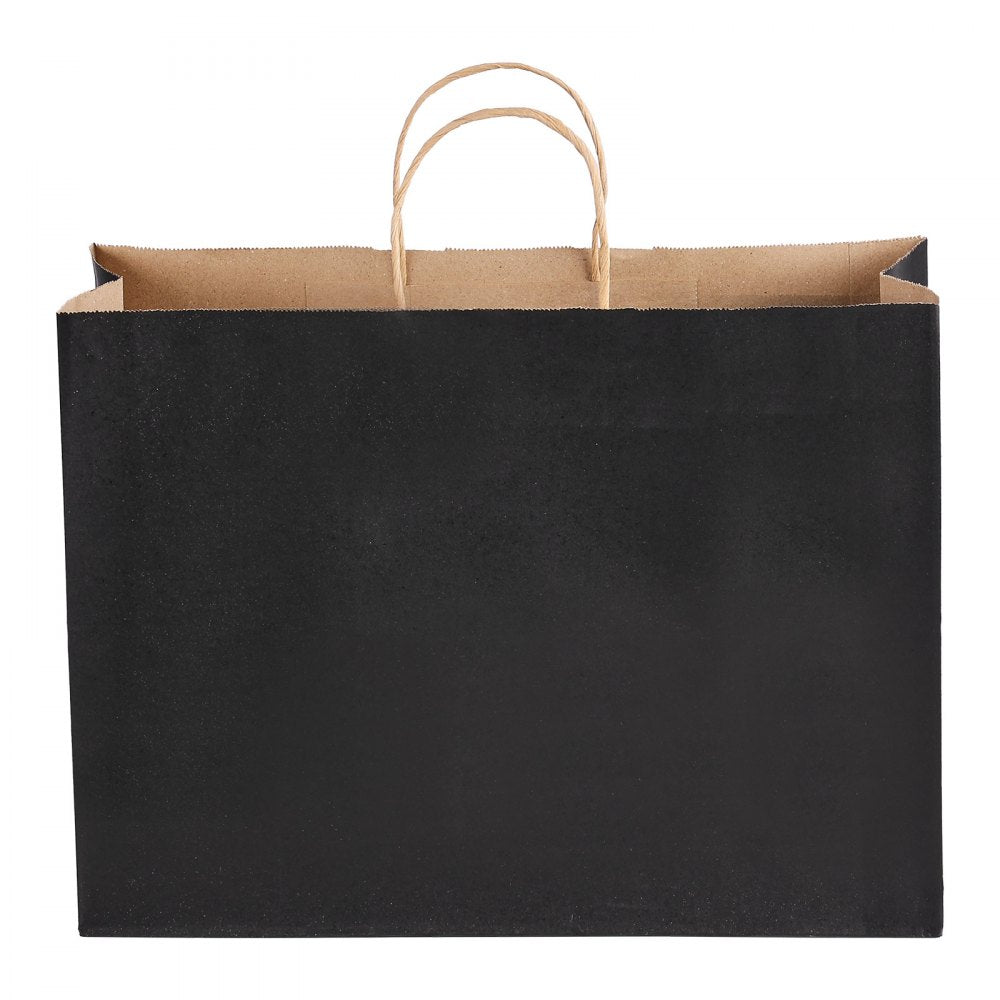 VEVOR Kraft Paper Bags with Handles, 50Pcs 16 x 6 x 12 in, Large Paper Grocery Bags, Reusable & Recycled Take-Out Sacks, Plain Party Bag Bulk for Birthday, Wedding, Business, Goody, Black