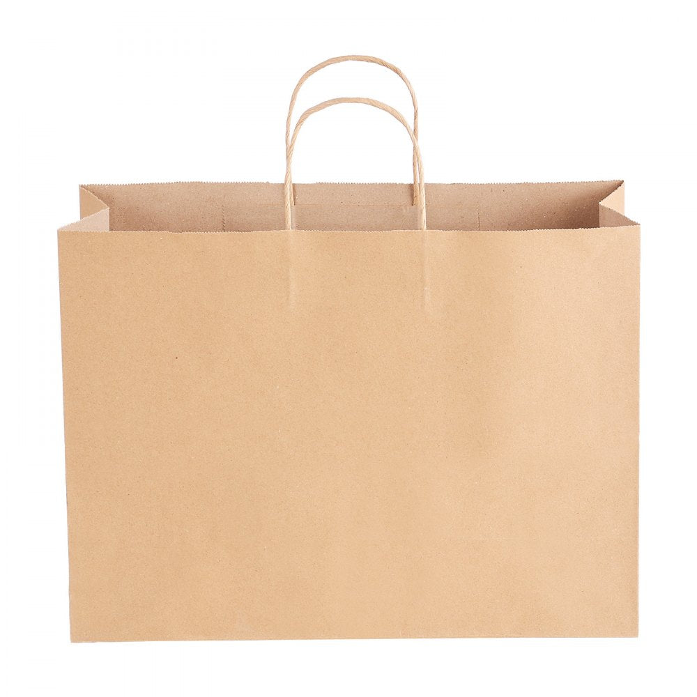 VEVOR Kraft Paper Bags with Handles, 50Pcs 16 x 6 x 12 in, Large Paper Grocery Bags, Reusable & Recycled Brown Take-Out Sacks, Plain Party Bag Bulk for Birthday, Wedding, Business, Goody, Craft