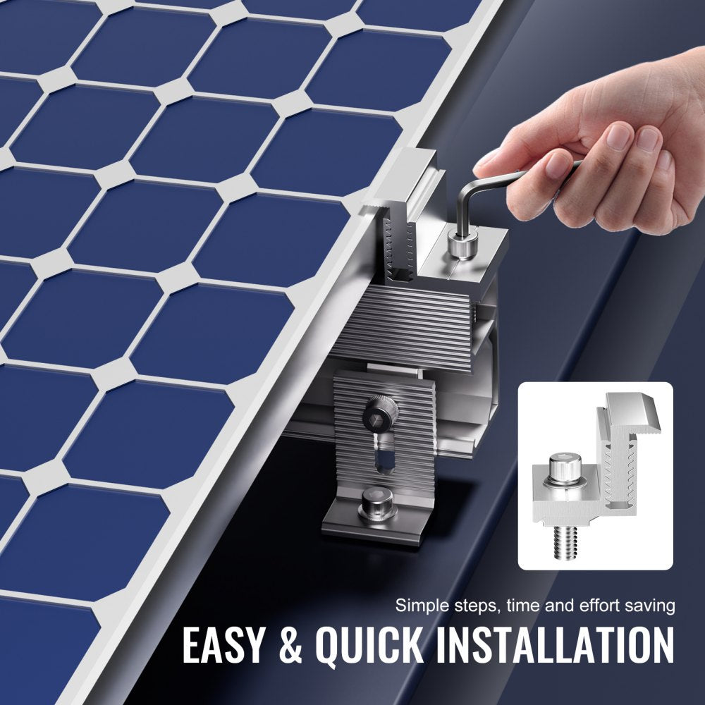 VEVOR Solar Panel Z Mounting Brackets, 35-50mm Adjustable Solar Panel End Clamps, Lightweight Anodized Aluminum Solar Panel Mount Z Brackets for RVs, Campers, Boats, Walls, Roof (20 PCS)
