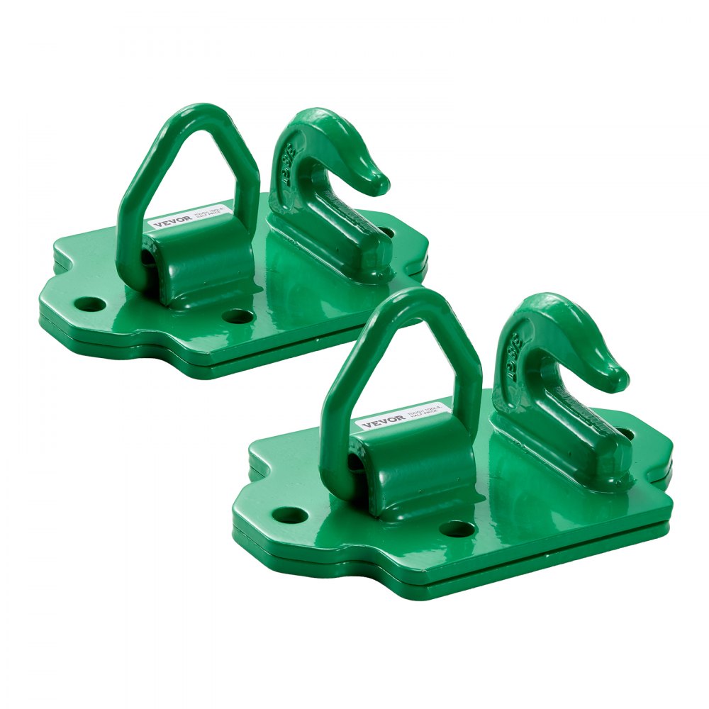 VEVOR 3/8" Tractor Bucket Hooks with Tie Down Ring, Grade 70 Forged Steel 2 Pack Bolt-On Grab Hook with Back Plates Work Well for Tractor Bucket RV UTV Truck Maximum Break Strength 15,000 lbs, Green