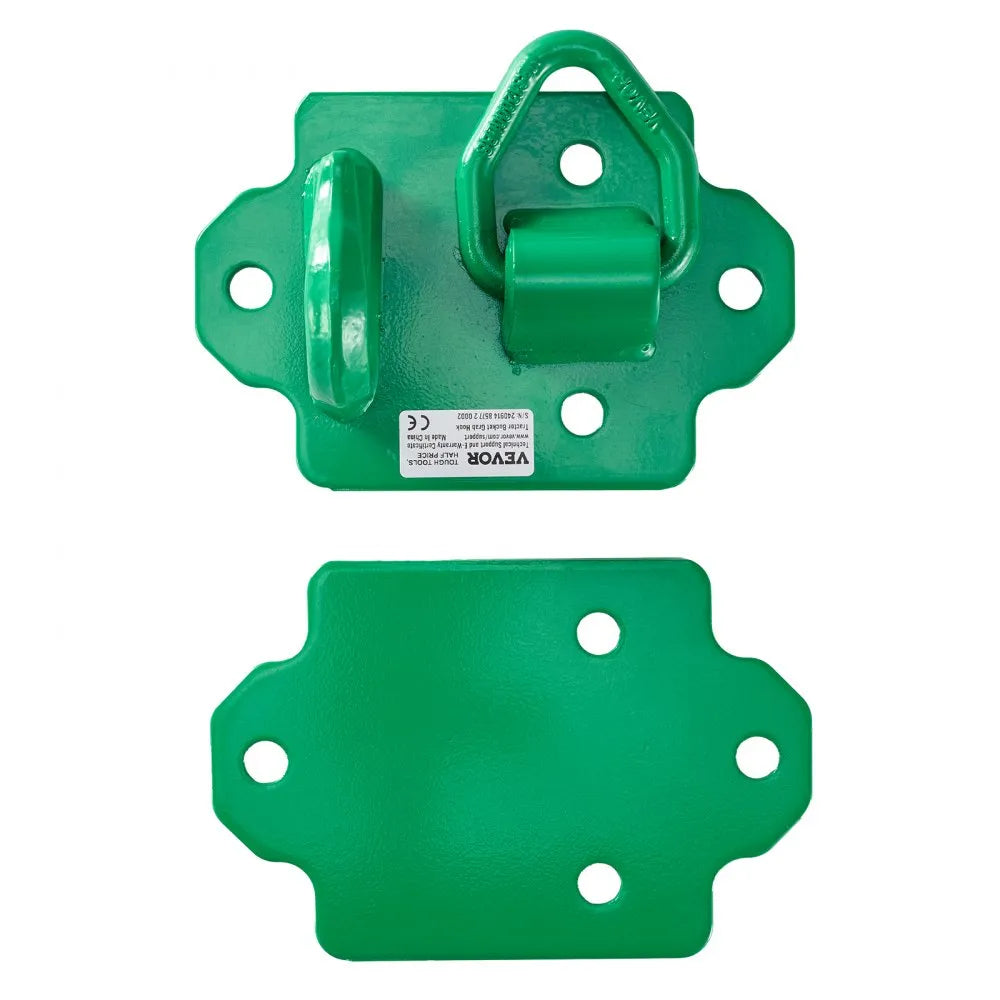 VEVOR 3/8" Tractor Bucket Hooks with Tie Down Ring, Grade 70 Forged Steel 2 Pack Bolt-On Grab Hook with Back Plates Work Well for Tractor Bucket RV UTV Truck Maximum Break Strength 15,000 lbs, Green