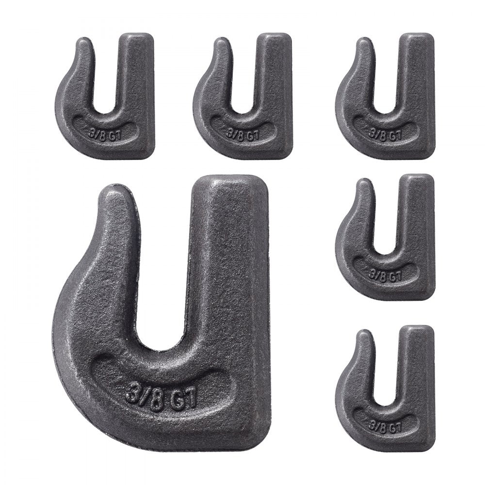 VEVOR Weld-on Grab Chain Hooks 3/8" Heavy Duty Tow Hook G70 Forged Steel 6 Packs Tractor Hook Weldable Compatible for Tractor Bucket, Crane, Chain Hoist, Forklift, Maximum Break Strength 15,000 lbs