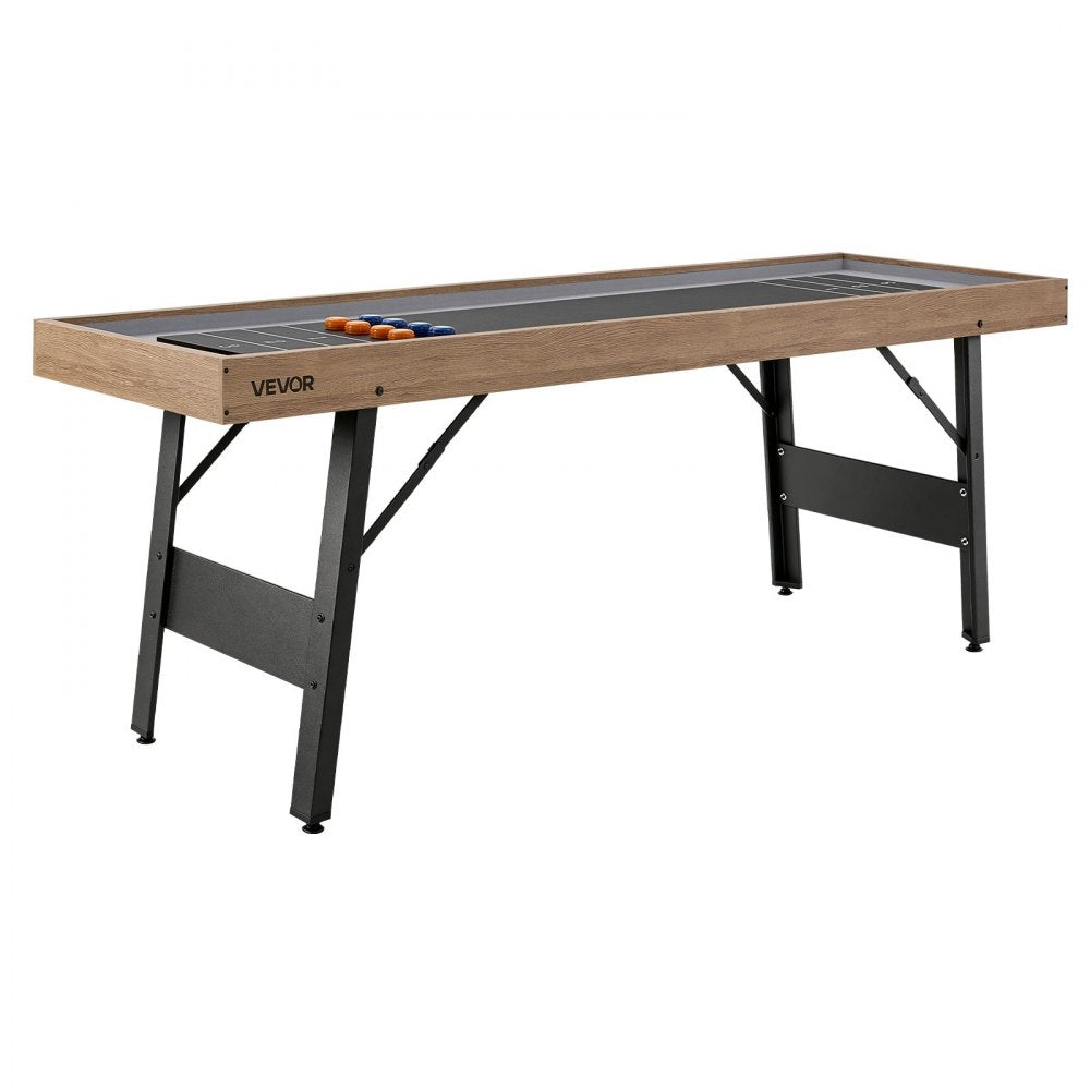 VEVOR 7 ft Shuffleboard Table, 2 in 1 Shuffleboard and Tabletop Curling Combo Game, Compact Shuffle Board with Smooth Surface, Folding Legs, 8 Pucks, Easy to Disassemble and Move, for Family Game Room