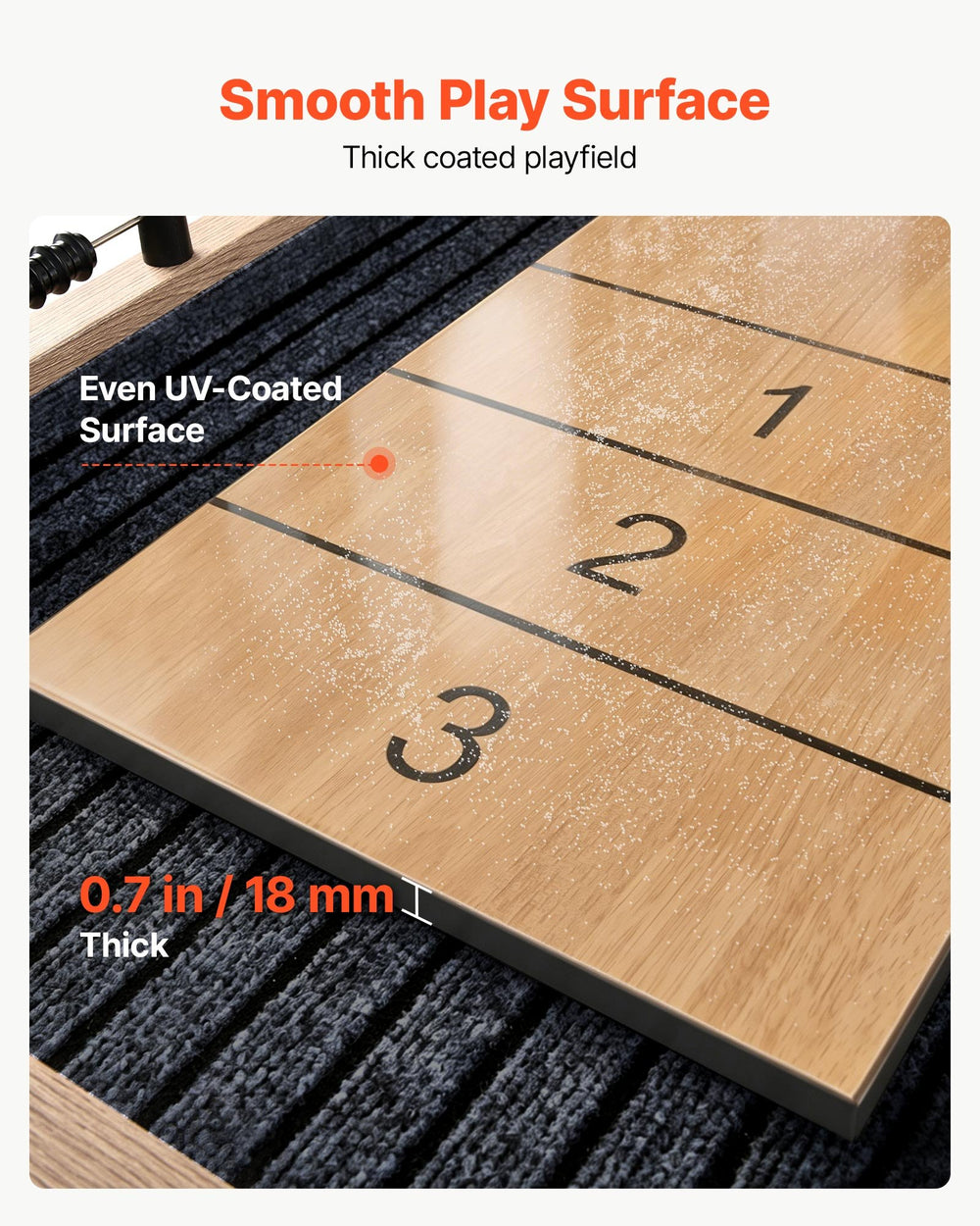 VEVOR 9 ft Shuffleboard Table, Scratch-Resistant Playfield for Smooth, Fast Puck Action, Pedestal Legs with Levelers for Optimum Stability, Shuffle Board w/ 8 Pucks, Wax, Brush, for Family Game Room
