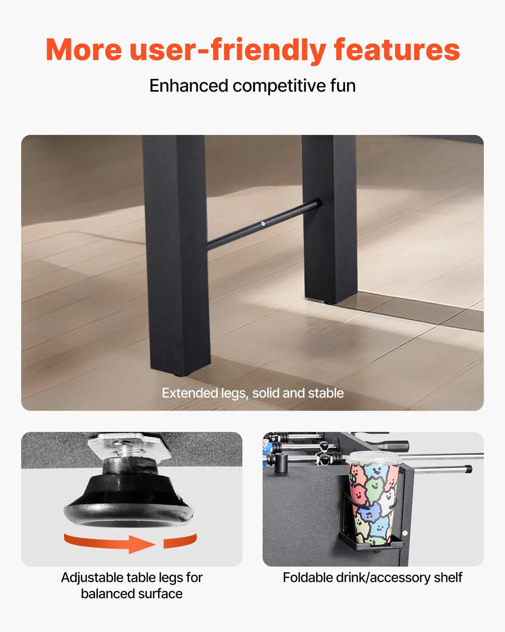 VEVOR Foosball Table - User-friendly features infographic