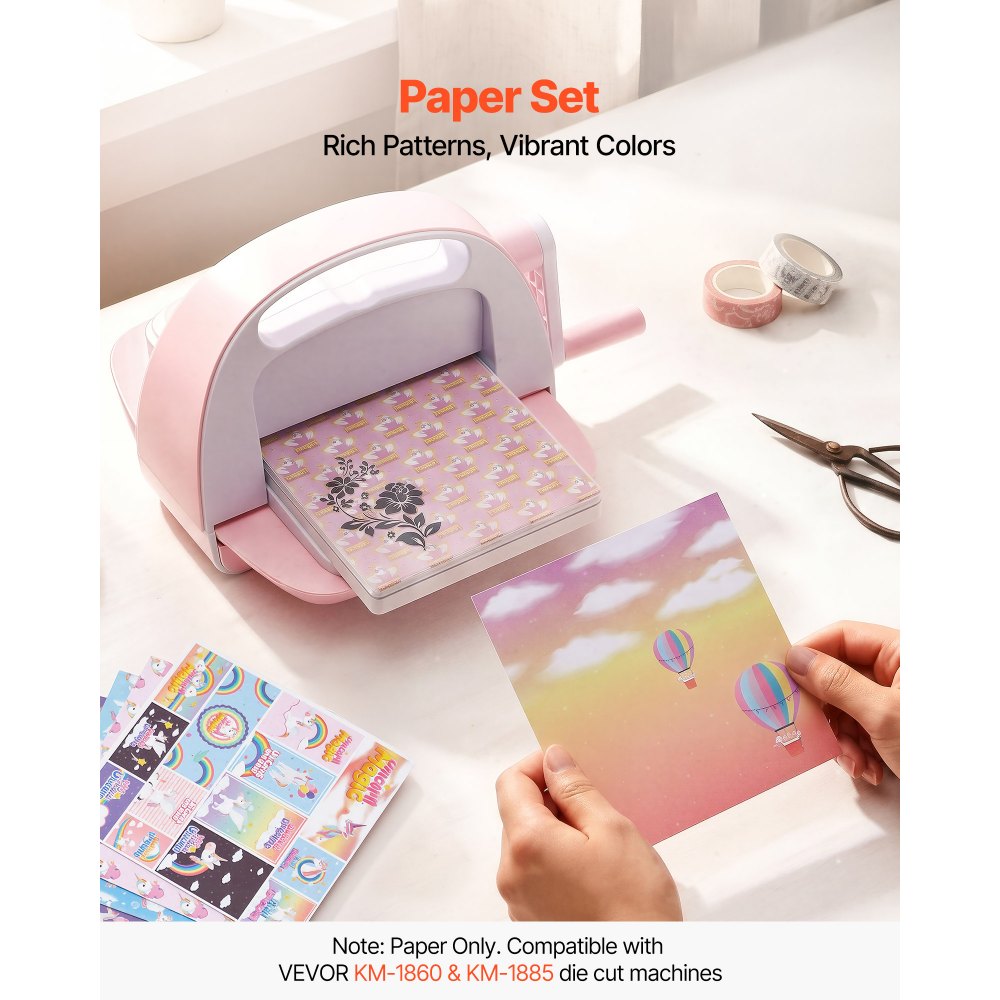 VEVOR Scrapbook Paper, 72 Sheets, 6 x 6 in Mixed Special Patterned Paper Set for VEVOR Die Cutting and Embossing Machine, Vibrant Color, for Decorations, Scrapbooking, Card Making, and DIY Crafting