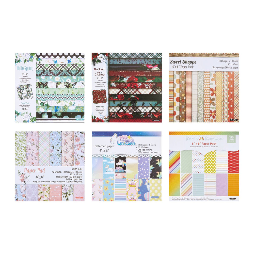 VEVOR Scrapbook Paper, 72 Sheets, 6 x 6 in Mixed Special Patterned Paper Set for VEVOR Die Cutting and Embossing Machine, Vibrant Color, for Decorations, Scrapbooking, Card Making, and DIY Crafting