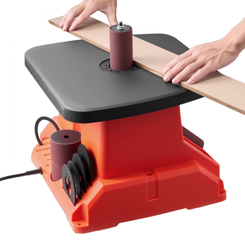 VEVOR Oscillating Spindle Sander, 2400RPM Benchtop Spindle Sander with 6 Sleeves (1/2"-3"), 5/8" Stroke & 15.4 x 16.3-inch Wide Worktable for Furniture Finishing, Crafts Sanding, DIY Woodworking