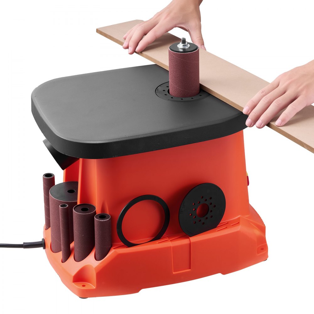 VEVOR Oscillating Spindle Sander, 2400RPM Benchtop Spindle Sander with 6 Sleeves (1/2"-3"), 5/8" Stroke, 15.6" x 11.6" Cast Iron Worktable for Furniture Finishing, Crafts Sanding, DIY Woodworking