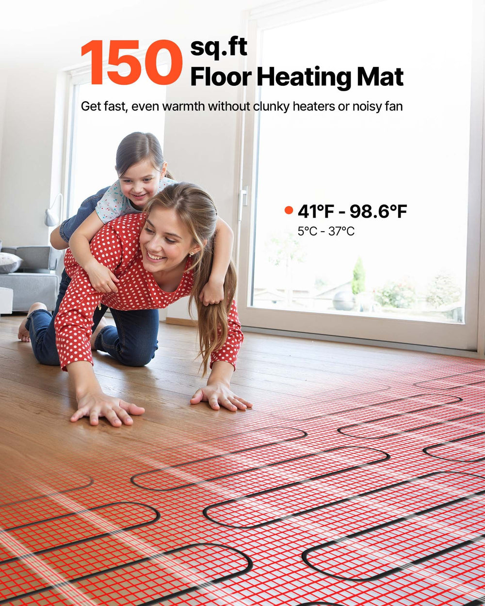 VEVOR 150 sq.ft floor heating mat lifestyle image
