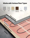 Floor heating system compatibility with various floor types (tile, stone, laminate, engineered hardwood, marble, vinyl)