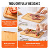 VEVOR Cutting Board, 3 Pieces, Premium Versatile Bamboo Cutting Board with Food-Grade Oil and Juice Groove,Sturdy & Durable Chopping Board with Built-in Handle, Fit for Display, Chopping & Serving