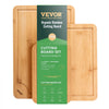 VEVOR Cutting Board, 3 Pieces, Premium Versatile Bamboo Cutting Board with Food-Grade Oil and Juice Groove,Sturdy & Durable Chopping Board with Built-in Handle, Fit for Display, Chopping & Serving