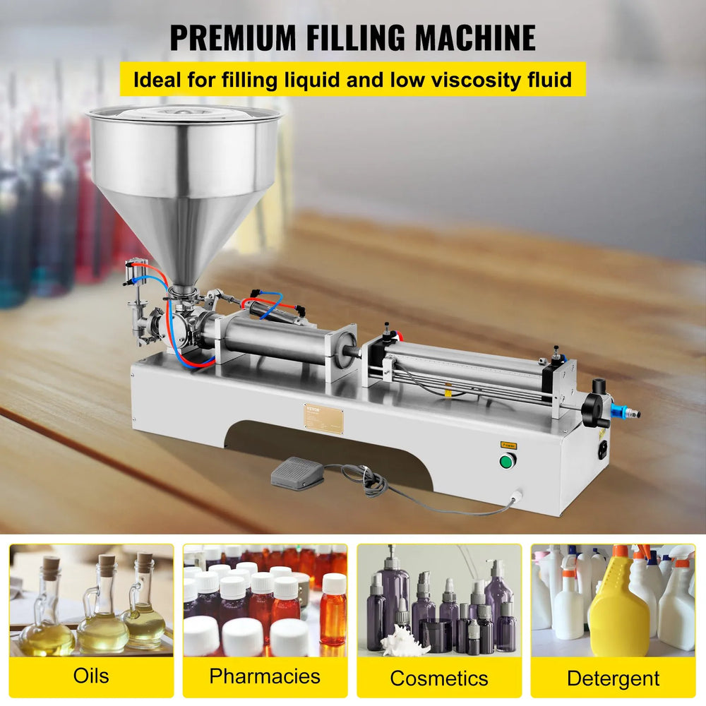 Vevor Pneumatic Liquid Filling Machine 50-500mL Volume with 30L Hopper New