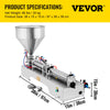 Vevor Pneumatic Liquid Filling Machine 50-500mL Volume with 30L Hopper New