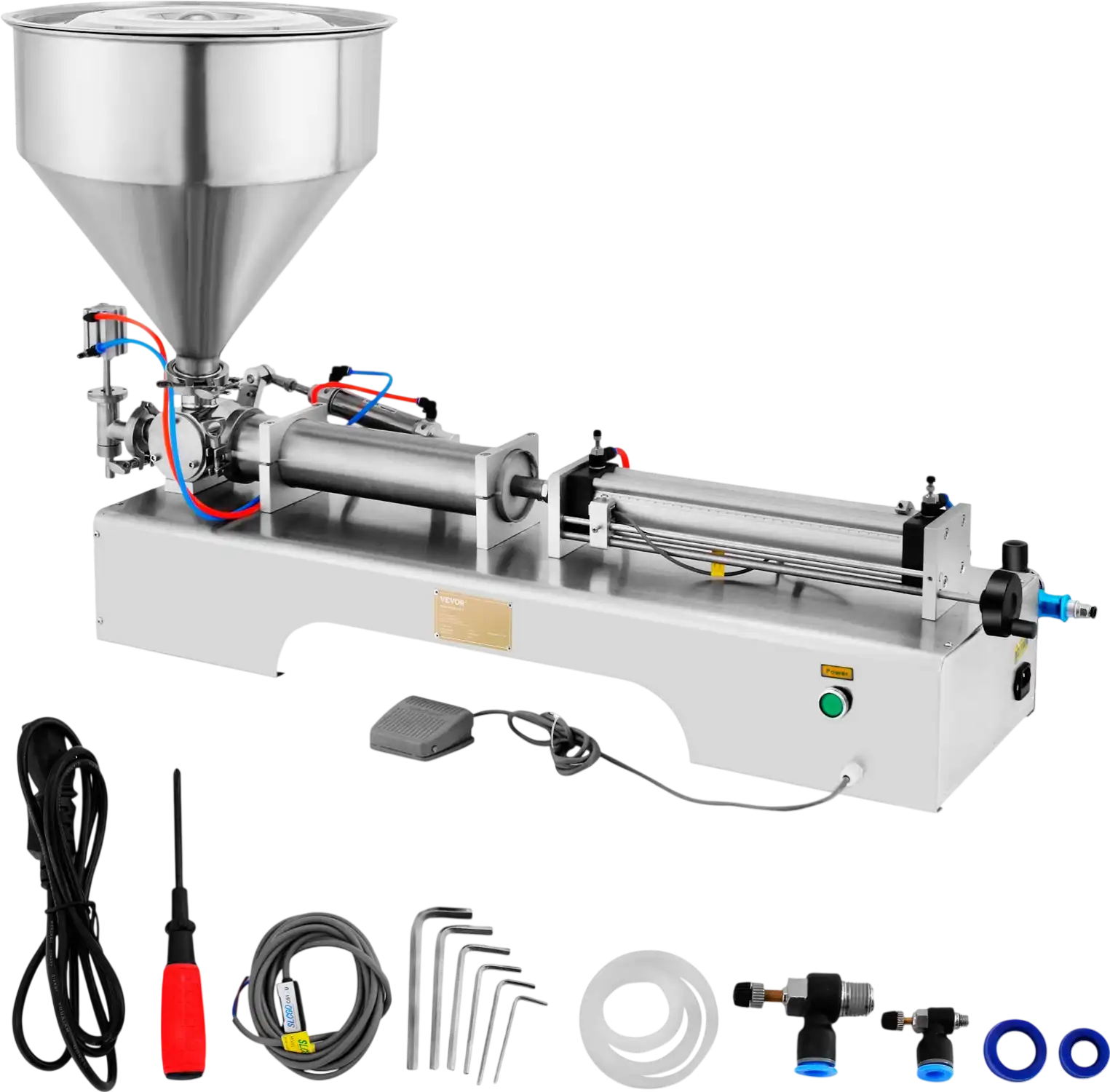 Vevor Pneumatic Liquid Filling Machine 50-500mL Volume with 30L Hopper New