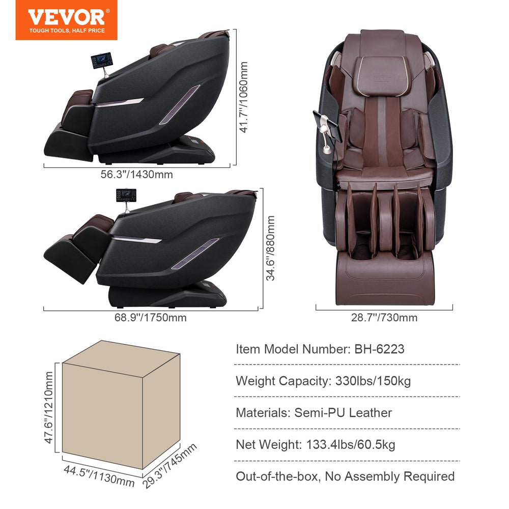 Vevor Massage Chair with Flexible SL-Track Full Body Zero Gravity Recliner New