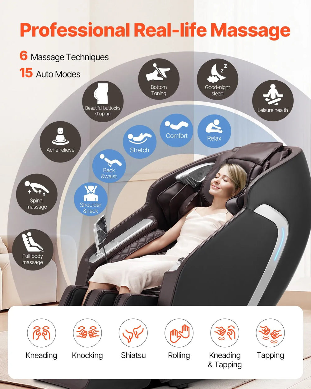 Vevor Full Body Massage Chair 4D Zero Gravity with SL Track Voice Control New