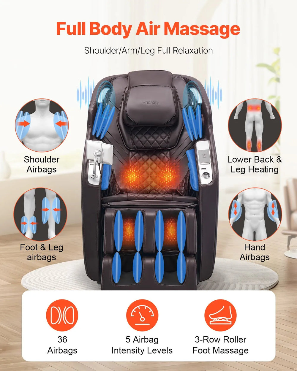 Vevor Full Body Massage Chair 4D Zero Gravity with SL Track Voice Control New