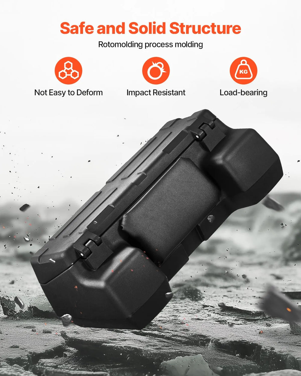 Vevor ATV Rear Cargo Storage Box 95L Waterproof with Backrest New