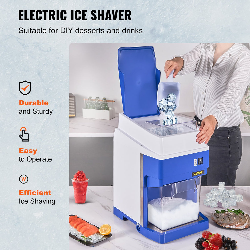 Vevor Electric Snow Cone Maker Ice Shaver Crusher 265 Lbs per Hour New