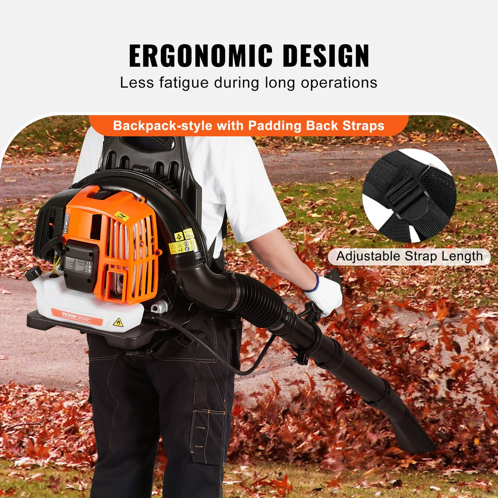 Vevor Backpack Leaf Blower 52cc 2-Cycle with 1.37L Fuel Tank 480CFM 175 MPH New