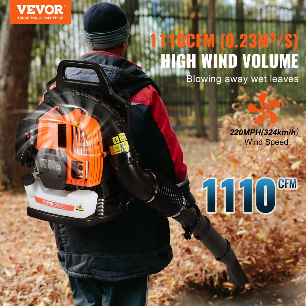 Vevor Backpack Leaf Blower 63cc 2-Cycle Gas Powered 1110 CFM New