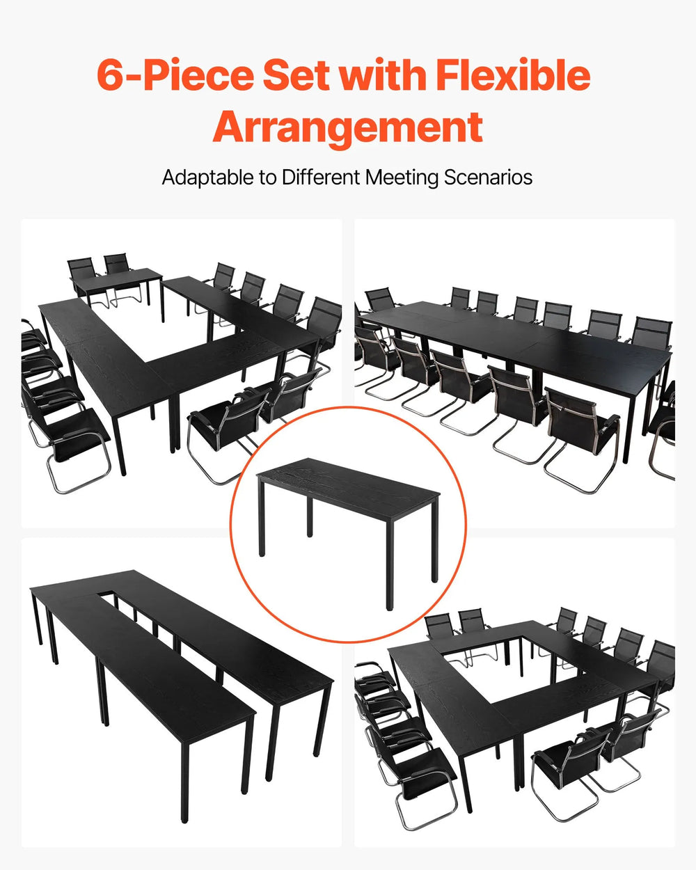 Vevor Conference Table 6-Piece Desk Set with Customizable Layout New