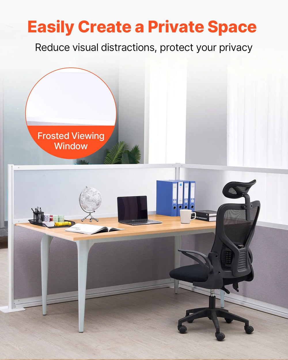 Vevor Office Divider Privacy Partition 72" x 48" with Frosted Windows 2-Pack New
