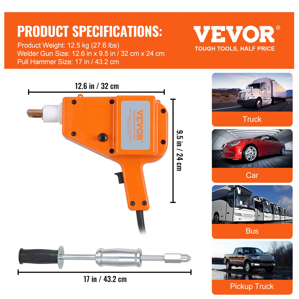 Vevor Stud Spot Welder Auto Body Dent Repair Kit 800VA 110V with 17" Pull Hammer New