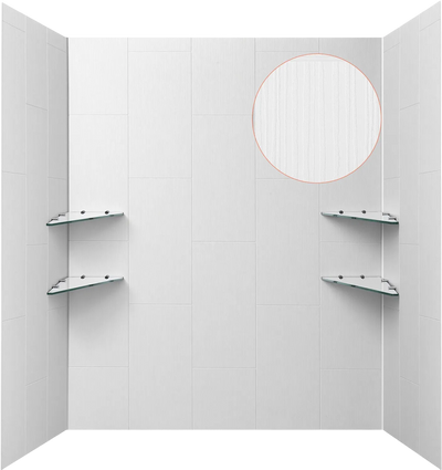 Vevor Shower Wall Panels 60 x 36 x 75 in. Surround Kit Trimmable with 4 Glass Shelves New