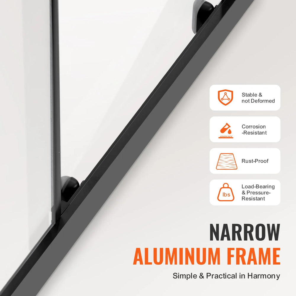 Vevor Shower Door Semi-Frameless 57.8-59  x 70 in. Double Sliding Tempered Glass Matte Black New