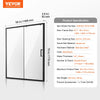 Vevor Shower Door Semi-Frameless 57.7-59W x 70H inch Sliding Tempered Glass New