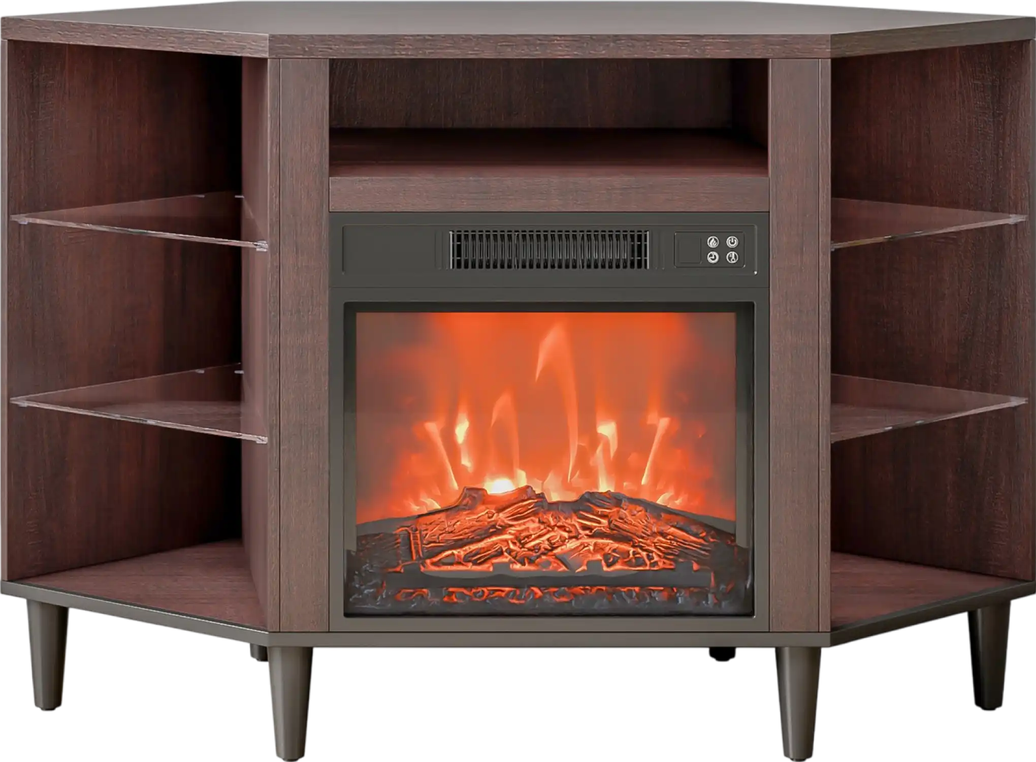 Vevor Fireplace TV Stand with Storage Drawers Cabinets LED Lighting New