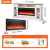 Vevor TV Stand 80" Cabinet with 42" Electric Fireplace 20 LED Lights Remote Control New