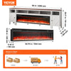 Vevor TV Stand 90" Cabinet with 60" Electric Fireplace 20 LED Lights Remote Control New