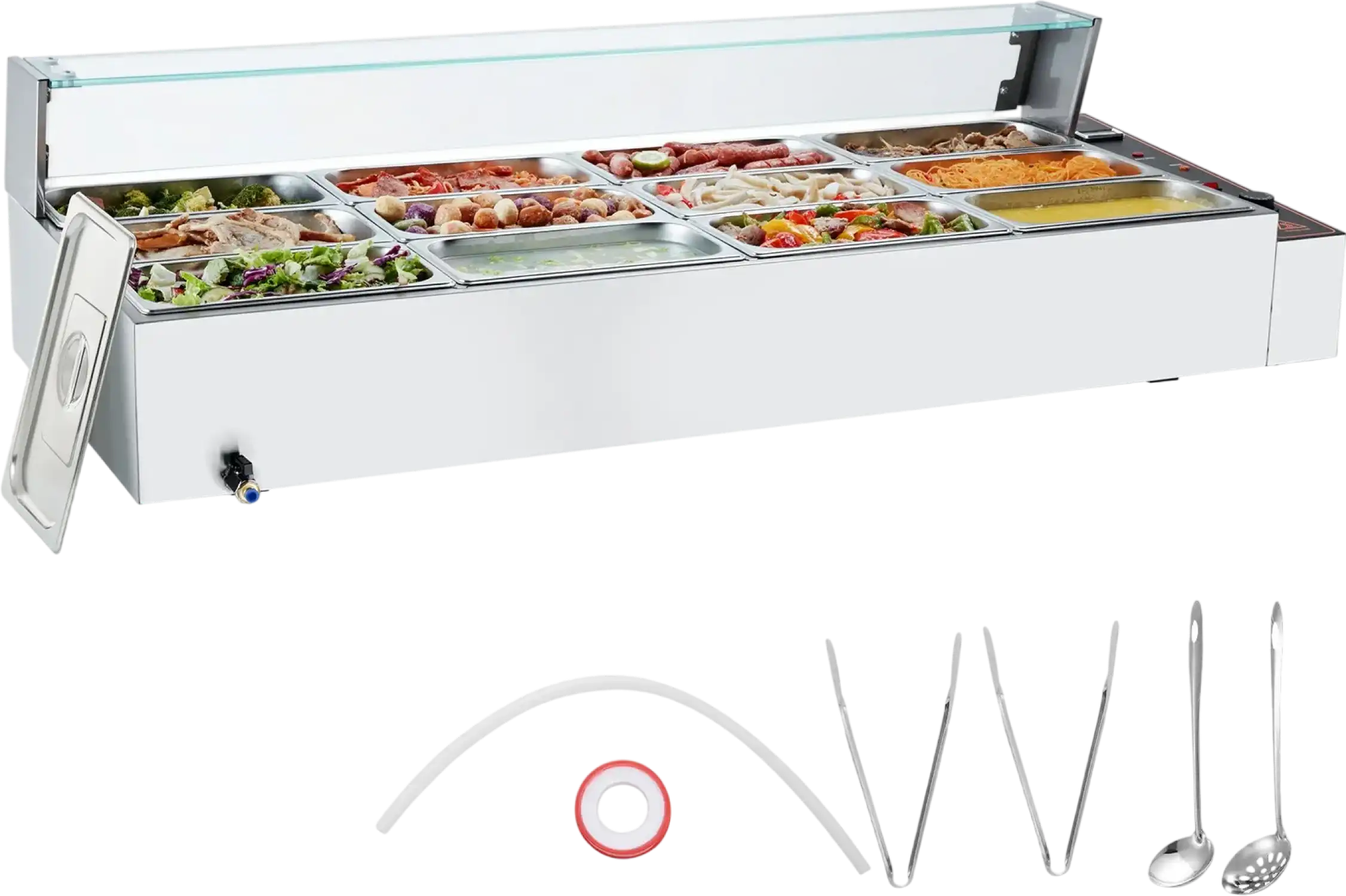 Vevor Food Warmer 12-Pan Electric Steam Table 86-185°F Temp Control 3200W New