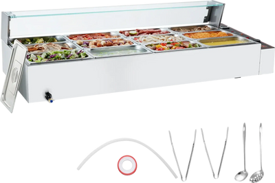 Vevor Food Warmer 12-Pan Electric Steam Table 86-185°F Temp Control 3200W New