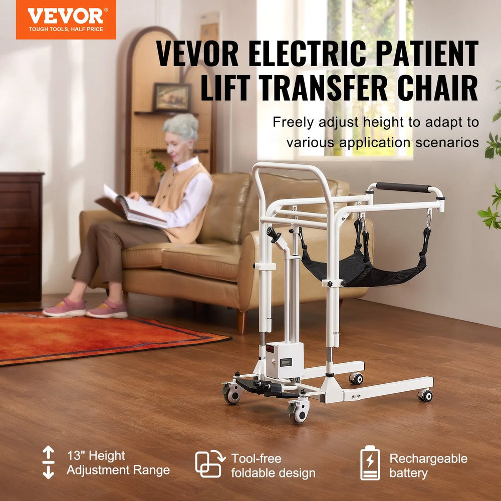 Vevor Electric Patient Lift Transfer Chair Adjustable Height 220 lbs. Capacity New