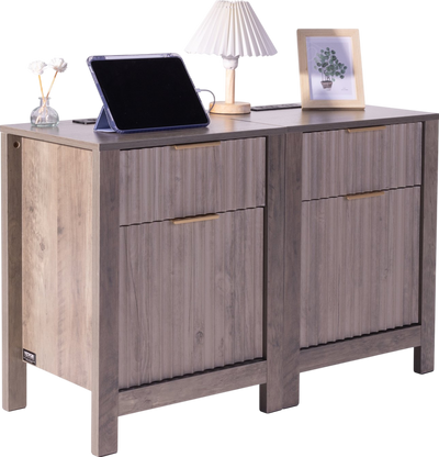 Vevor Farmhouse End Table Night Stand with USB Ports and Outlets Set of 2 New