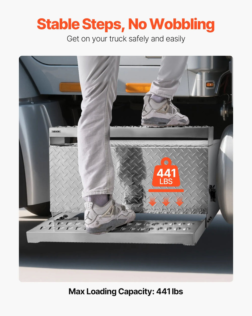 Vevor Semi-Truck Step Tool Box 31 x 30 x 19 in. Aluminum Diamond Plate New