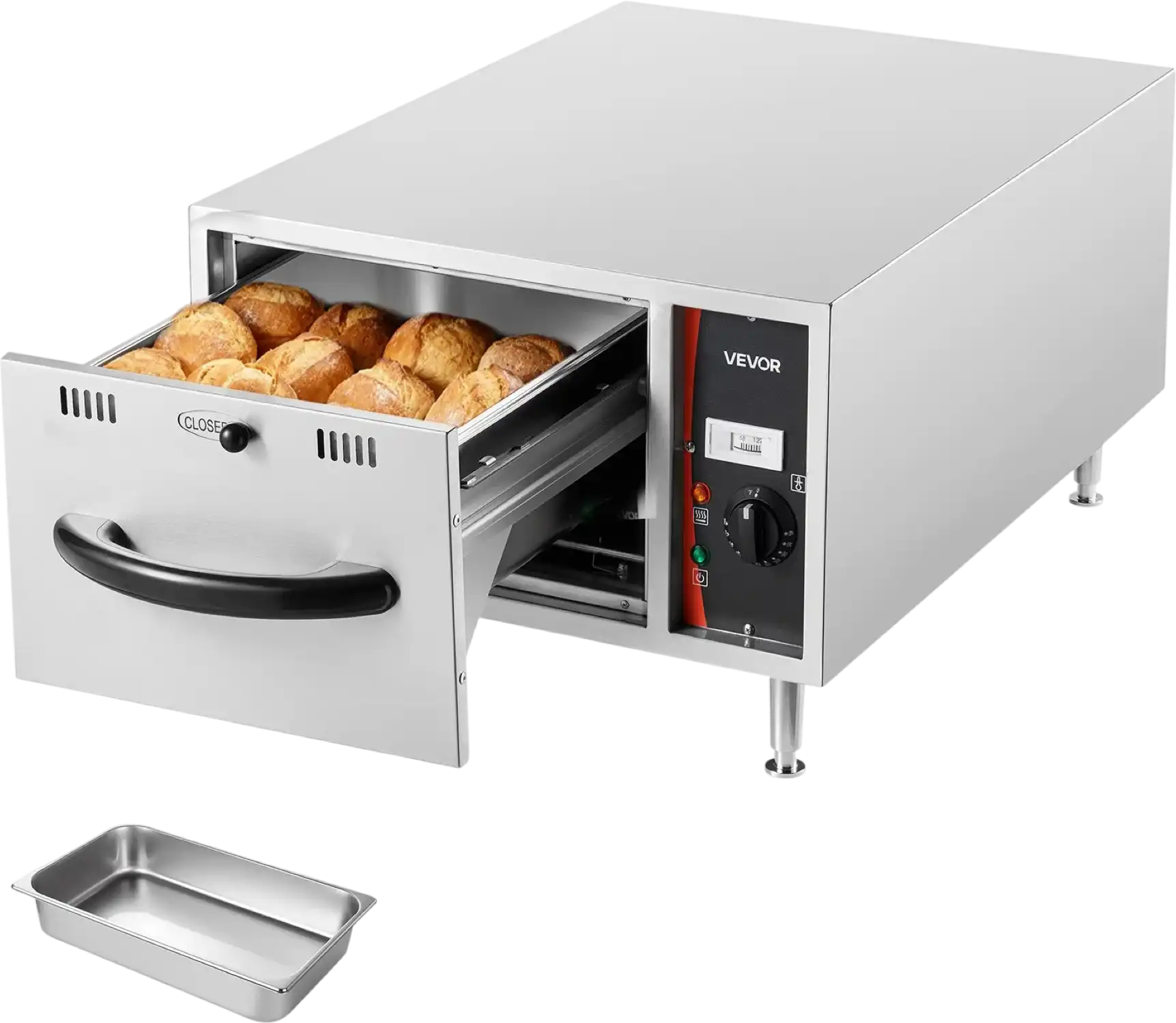 Vevor Electric Drawer Warmer Stainless Steel Narrow Freestanding 85-185°F 500W New